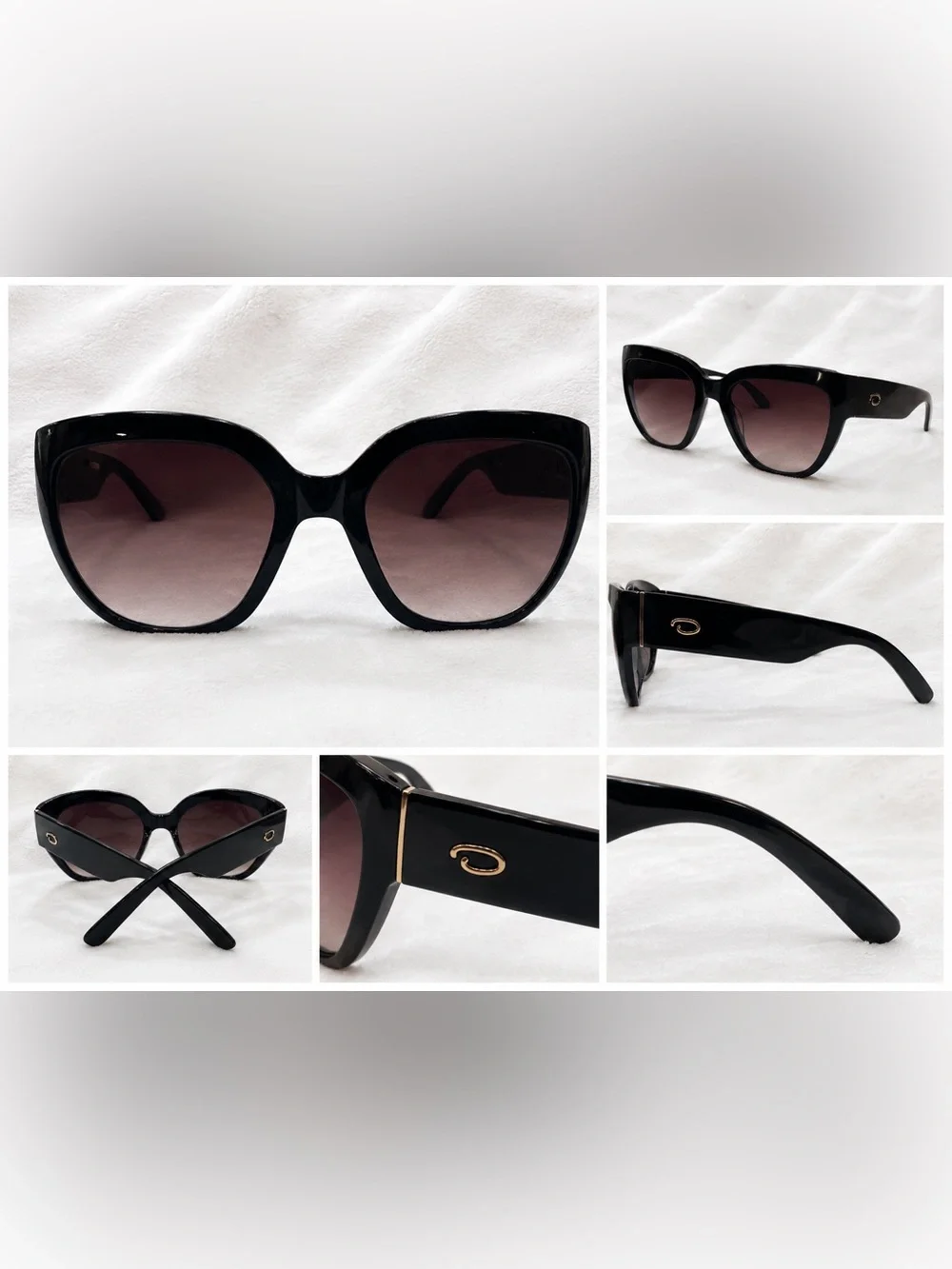 Classic Black Cat-Eye Sunglasses with Gradient Lenses